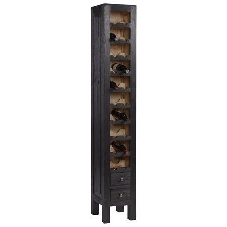 Narrow wooden wine store rack